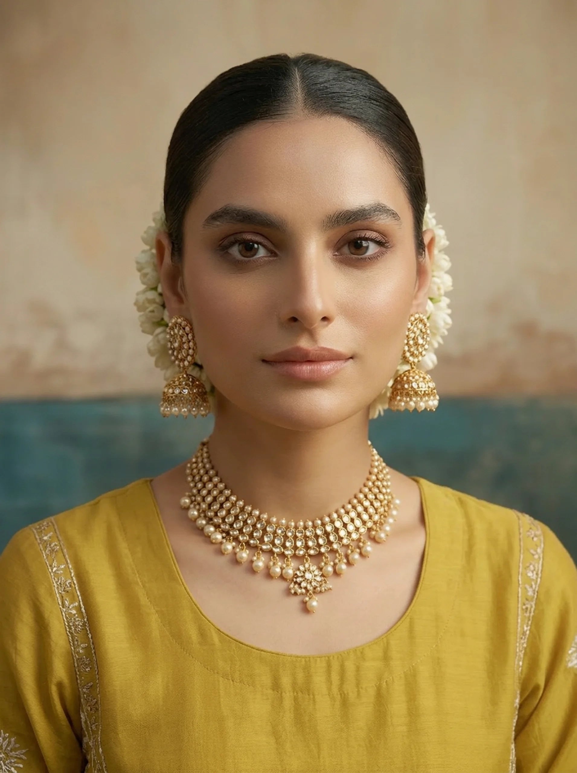 MUSTARD GOLD EMBROIDED FESTIVE SUIT